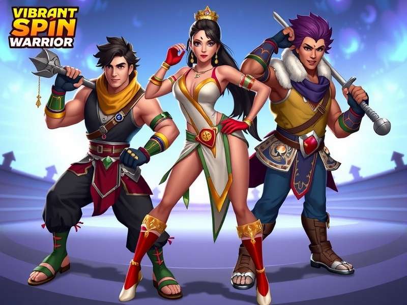 Vibrant Spin Warrior Main Characters Vibrant Spin Warrior playable characters Arjun, Meera, and Komaran