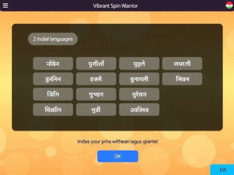 Vibrant Spin Warrior Language Options Vibrant Spin Warrior language selection screen showing Indian languages
